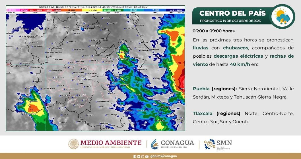 Puebla, Veracruz, Oaxaca, Chiapas y Tabasco tendrán lluvias torrenciales