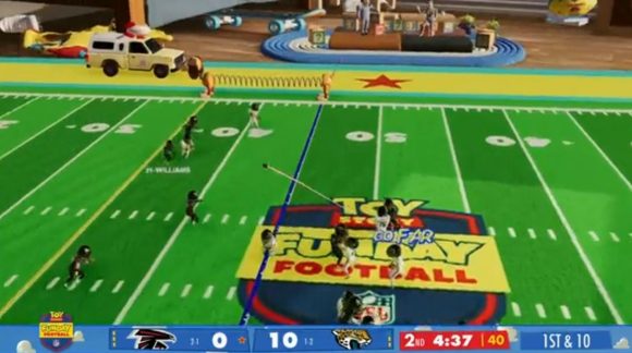 (VIDEO) Transmiten Jaguars vs Falcons desde el cuarto de Andy de Toy Story