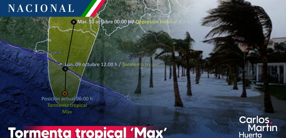 Tormenta tropical ‘Max’ entrará por las costas de Guerrero con fuertes lluvias