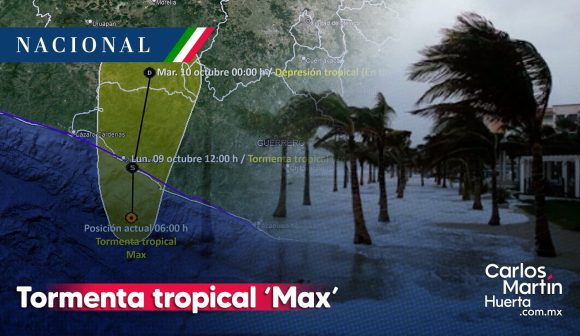 Tormenta tropical ‘Max’ entrará por las costas de Guerrero con fuertes lluvias