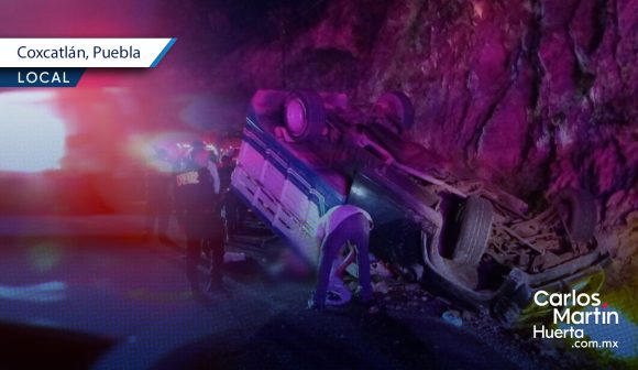 Volcadura Coxcatlán Volcadura en Coxcatlán deja seis lesionados