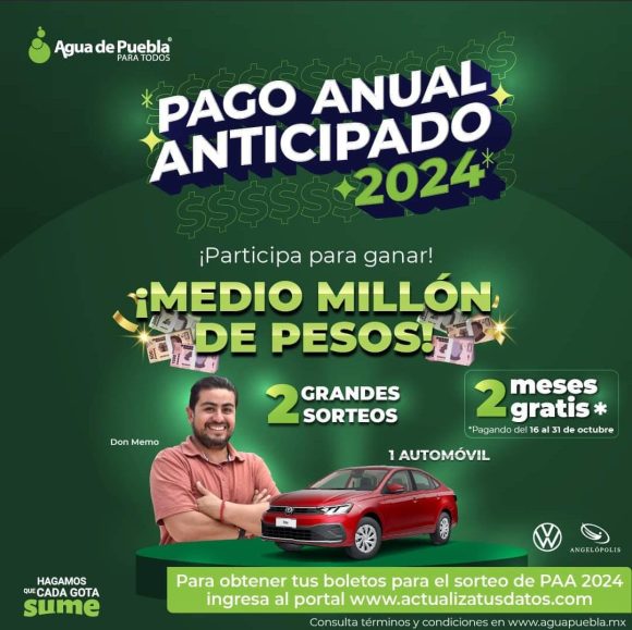 Con 2 meses gratis de servicio para uso doméstico,Inicia el “Pago Anual Anticipado 2024”