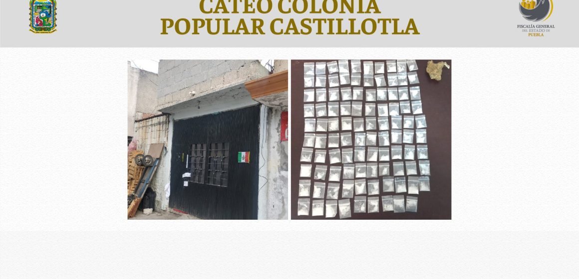 En la colonia Popular Castillotla, la FGE aseguró cristal y marihuana