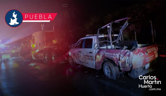 Accidente - tráiler - grúa - patrulla Trailero embiste a operador de grúa sobre la autopista México-Puebla