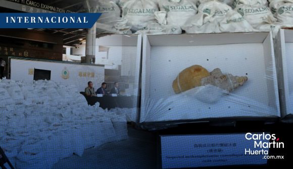 Hong Kong asegura metanfetamina en costales con logo de Segalmex