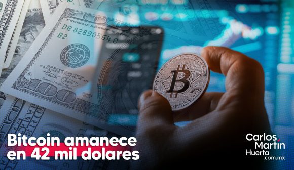 Bitcoin llega los 42 mil dólares este lunes