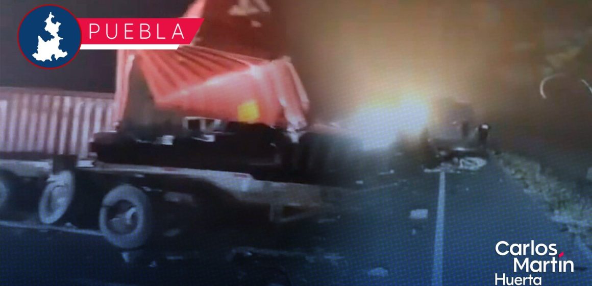 Muere chofer tras choque entre camiones de carga en la Amozoc-Perote