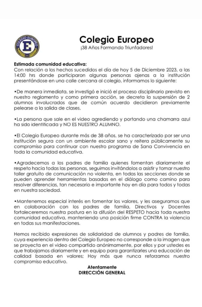 Comunicado Colegio Europeo CMH