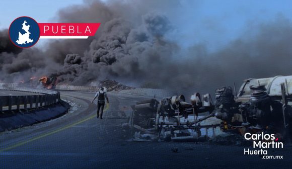 (VIDEO) Pipa cargada con gasolina se incendia en la Puebla–Orizaba