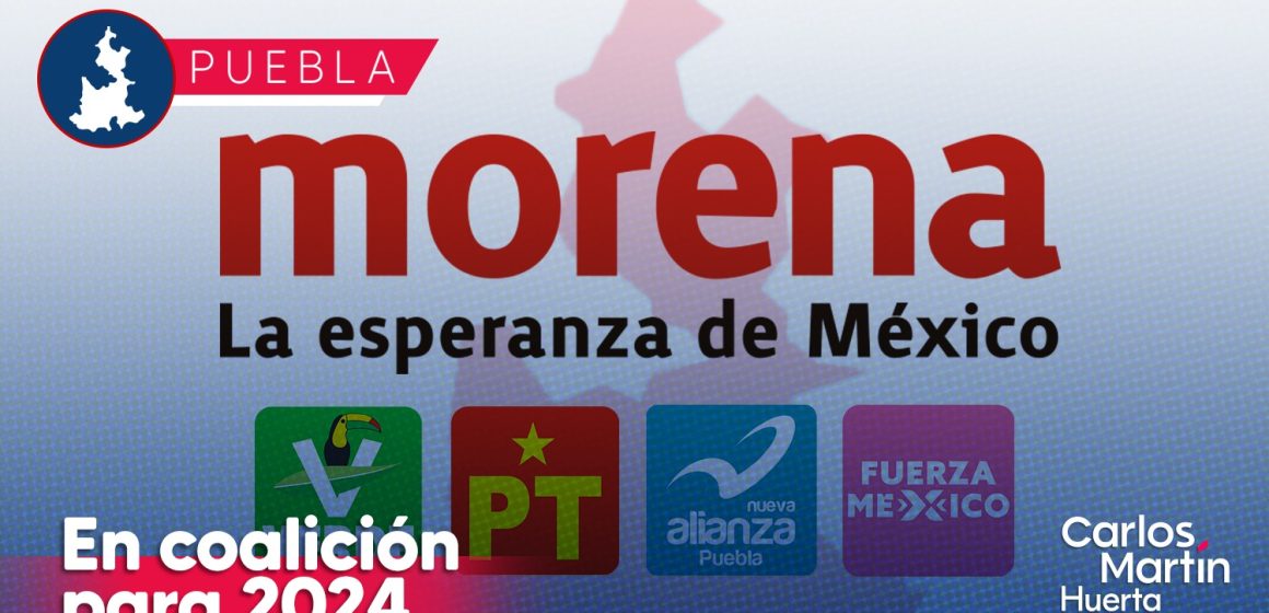 Morena, PT, Verde, Nueva Alianza Puebla y Fuerza por México, van en coalición para 2024, anuncia Alejandro Armenta