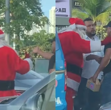 Santa Claus detiene pelea de conductores