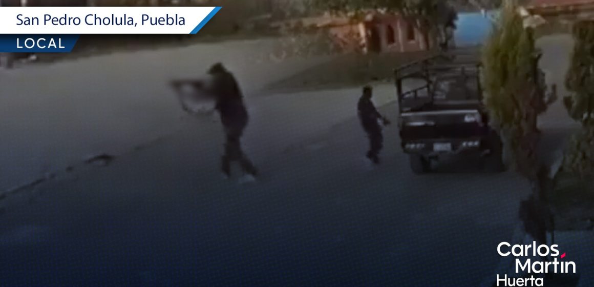 Borracho apunta con arma larga a personas en San Pedro Cholula; fue detenido