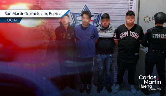 Detienen en Texmelucan a cuatro hombres con armas de fuego y droga