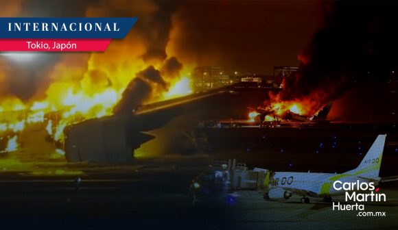 (VIDEO) Avión de Japan Airlines colisiona en pista y se incendia en aeropuerto de Tokio