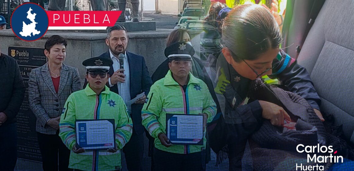 Reconocen a policías que rescataron a bebé abandonada en Puebla