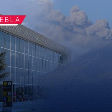 Suspenden temporalmente operaciones en aeropuerto Hermanos Serdán por caída de ceniza