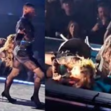 Bailarín tira a Madonna durante concierto