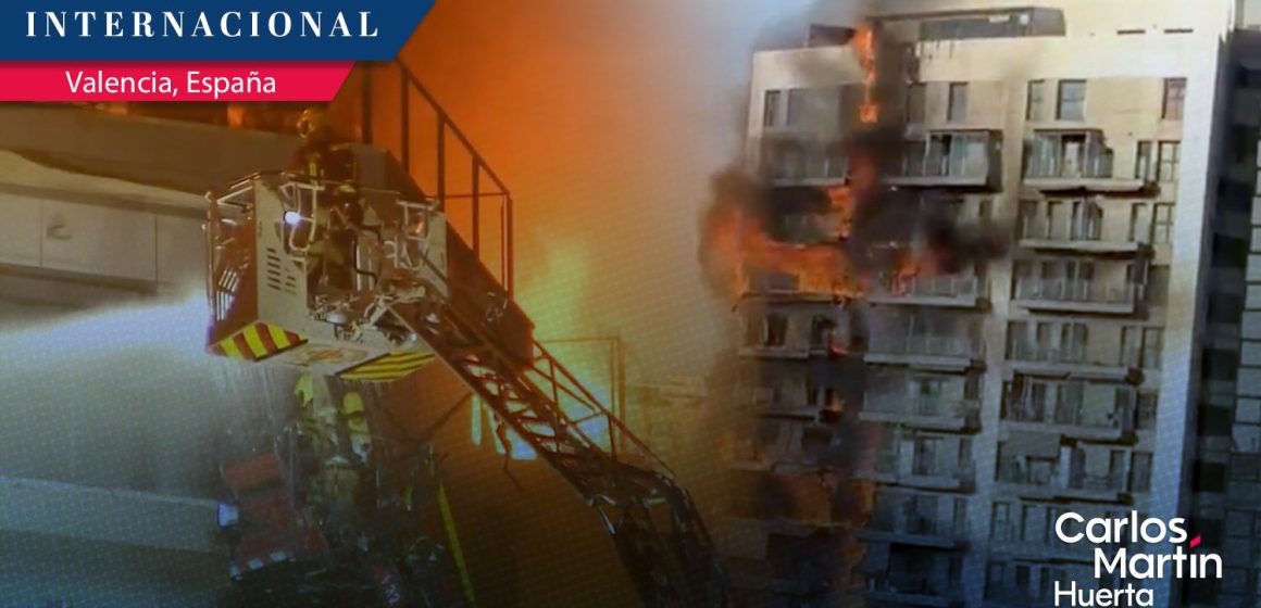 (VIDEO) Incendio consume edificio de 14 pisos en Valencia