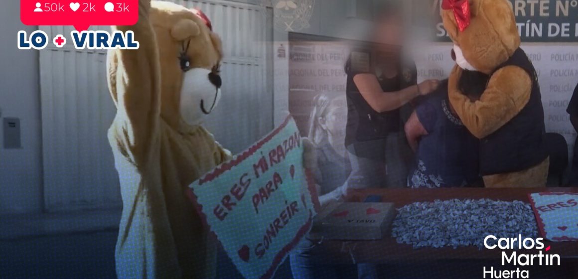 (VIDEO) Policía se disfraza de oso de peluche para detener a narcomenudistas en Perú