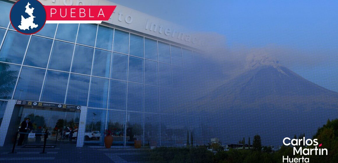 Aeropuerto de Puebla suspende operaciones por caída de ceniza del Popocatépetl