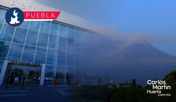 Aeropuerto de Puebla suspende operaciones por caída de ceniza del Popocatépetl
