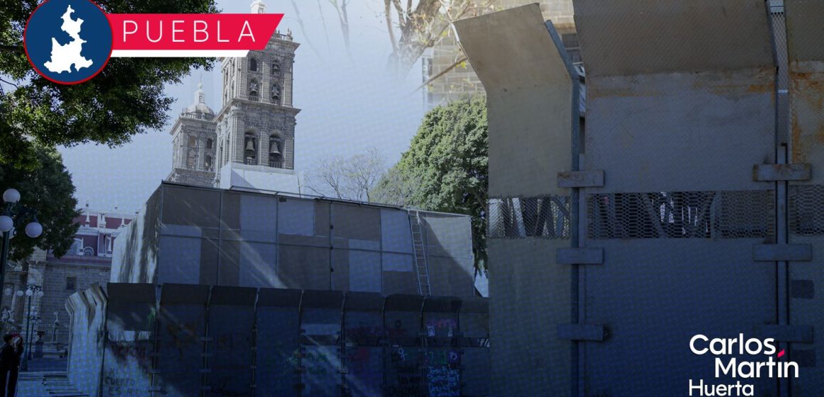 Blindan el Centro Histórico de Puebla ante 8M; protegen edificios y monumentos