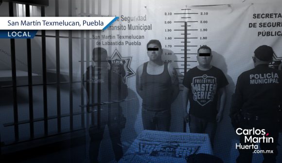 Detienen a dos asaltantes con droga tras persecución en Texmelucan