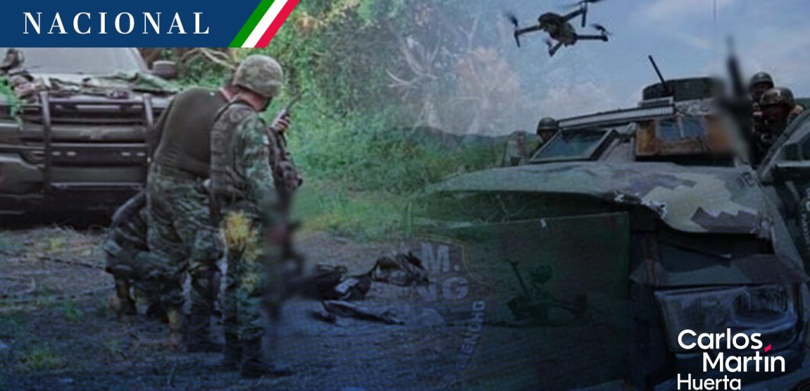 Emboscan a militares con drones en camino minado de Michoacán; hay 4 muertos