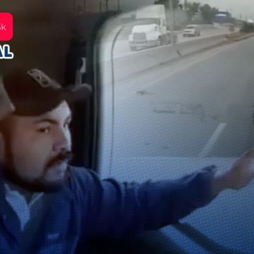 (VIDEO) Trailero salva a niño que cruzaba carretera a Nuevo Laredo