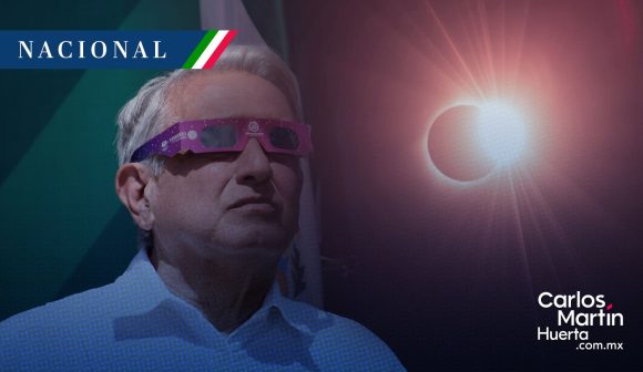 AMLO observa el eclipse solar desde Mazatlán
