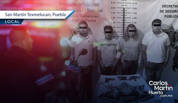 Detienen a cuatro sujetos con armas en San Martín Texmelucan