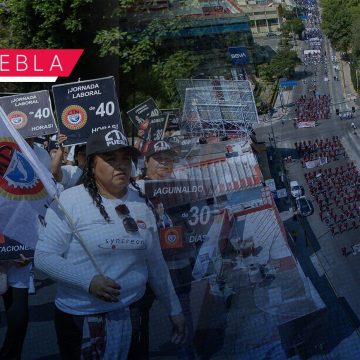 Jornada laboral de 40 horas la exigencia en marcha por el Día del Trabajo en Puebla