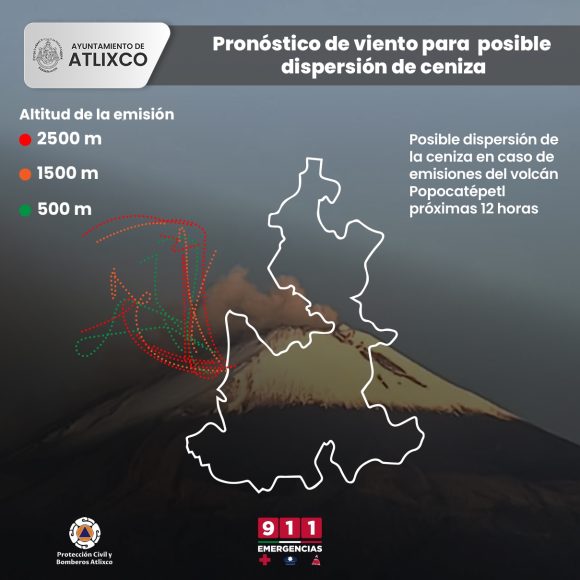 Prevén caída de ceniza en Atlixco