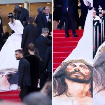 La actriz Massiel Taveras luce vestido con un retrato de Cristo; causa polémica en Cannes