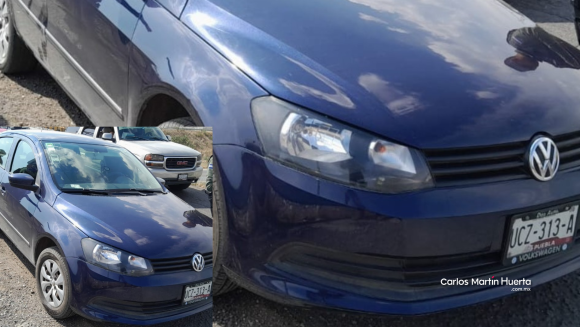 Tras persecución recupera PM Puebla auto robado; un detenido