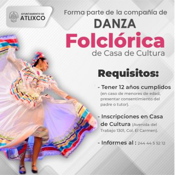 Forma parte de la Compañía de Danza Folclórica, Acapetlahuacan, Atlixco