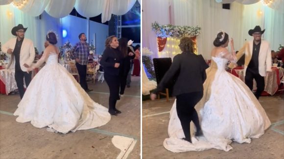 Tía pisa el vestido de la novia en plena boda; la tachan de envidiosa