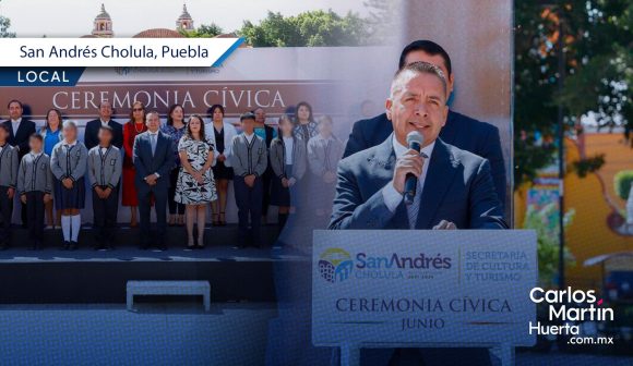 Realizan ceremonia cívica correspondiente al mes de junio en San Andrés Cholula