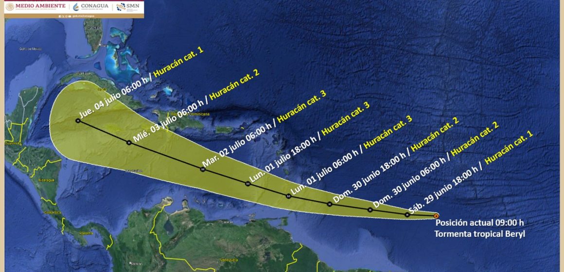 Tormenta tropical Beryl podría evolucionar a huracán