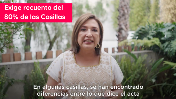 Xochitl Gálvez pide recuento del 80% de casillas Xóchitl Gálvez exige recuento del 80% de casillas
