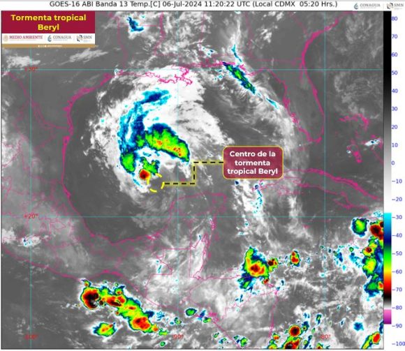 Beryl - Golfo de México Tormenta tropical Beryl se desplaza al Golfo de México y ocasionará lluvias