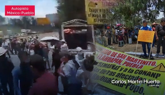 Bloquean autopista México-Puebla; habitantes de Tlahuapan exigen pago de tierras
