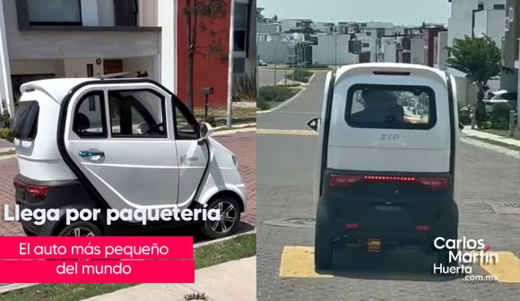 Poblano recibe por paquetería el auto eléctrico más pequeño del mundo