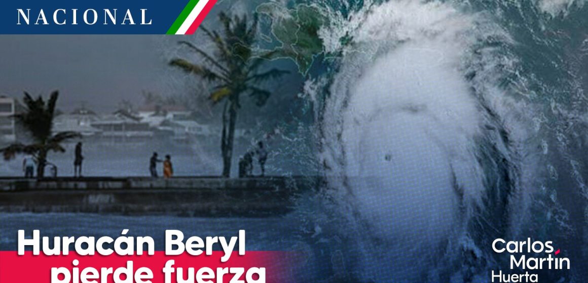 Huracán Beryl pierde fuerza, es categoría 2, antes de llegar a México
