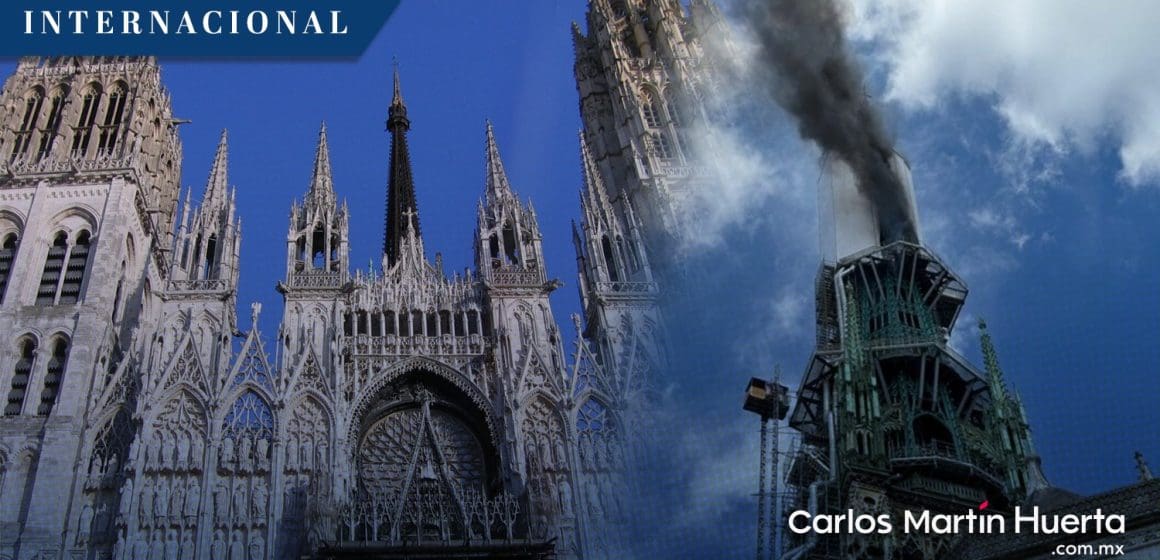 (VIDEO) Incendio en la catedral de Rouen, afecta su aguja