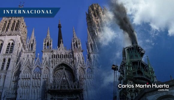 (VIDEO) Incendio en la catedral de Rouen, afecta su aguja