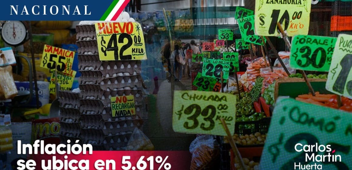 Inflación en México se ubica en 5.61% en primera quincena de julio