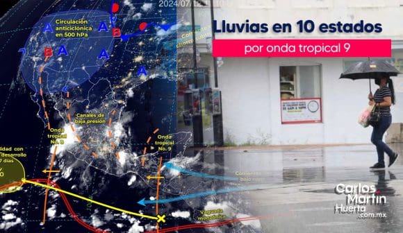 Lluvias - onda tropical Lluvias puntuales intensas se pronostican para 10 estados