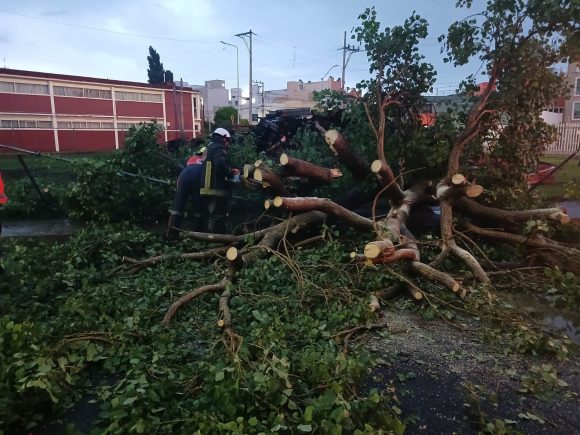 Árboles caídos y avenidas inundadas afectaciones de las fuertes lluvias en Puebla