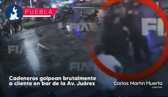 Sujeto es brutalmente golpeado por 6 cadeneros en la Avenida Juárez